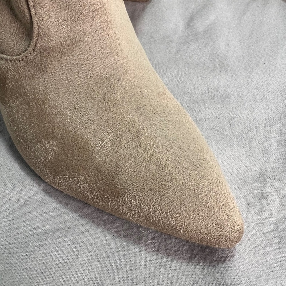 Bandolino Galyce Over the Knee Boots Light Natural Taupe Faux Suede Zip Up 8M - Picture 8 of 10